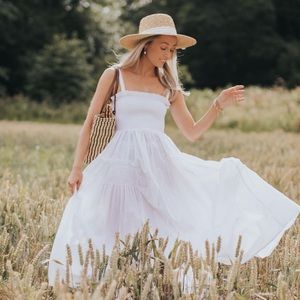 ASOS Smocked White Midi Dress